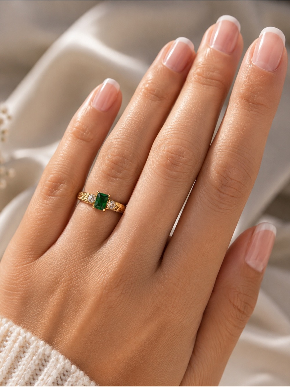 18k GP Yellow Gold Emerald Ring